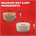 Pyrex Essentials (3-Pack) Glass Measuring Cups Set, (1, 2 & 4 Cup) Measuring Cups For Prepping, Baking and Cooking, Preheated Oven, Dishwasher, Freezer, and Microwave Safe
