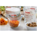 Pyrex Essentials (3-Pack) Glass Measuring Cups Set, (1, 2 & 4 Cup) Measuring Cups For Prepping, Baking and Cooking, Preheated Oven, Dishwasher, Freezer, and Microwave Safe