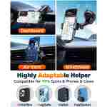 Qifutan Car Phone Holder Mount Phone Mount for Car Windshield Dashboard Air Vent Universal Hands Free Automobile Cell Phone Holder Fit for iPhone Smartphone Carbon Fiber