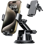 Qifutan Car Phone Holder Mount Phone Mount for Car Windshield Dashboard Air Vent Universal Hands Free Automobile Cell Phone Holder Fit for iPhone Smartphone Carbon Fiber