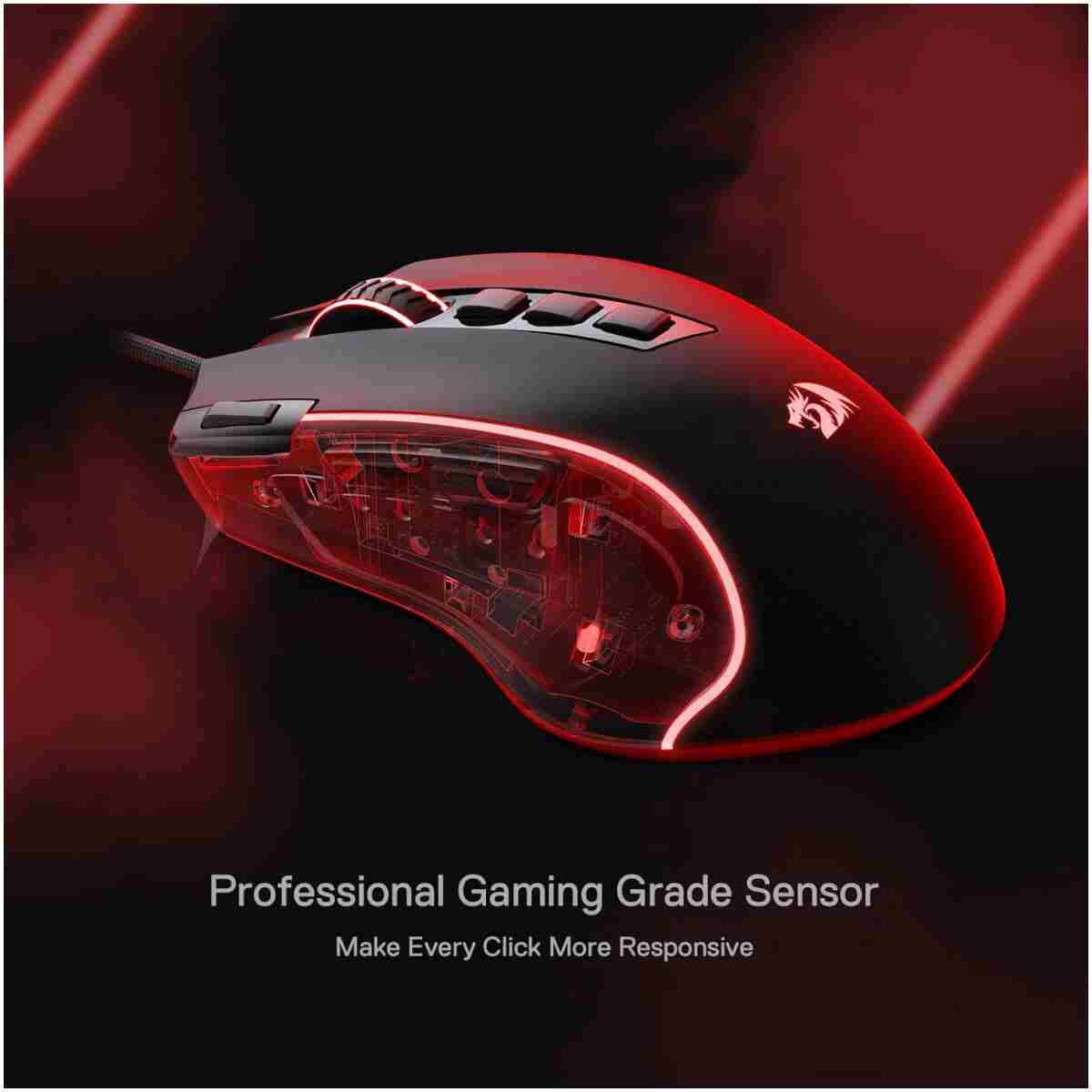 Redragon M612 Predator RGB Gaming Mouse, 8000 DPI Wired Optical Mouse with 11 Programmable Buttons & 5 Backlit Modes, Software Supports DIY Keybinds Rapid Fire Button