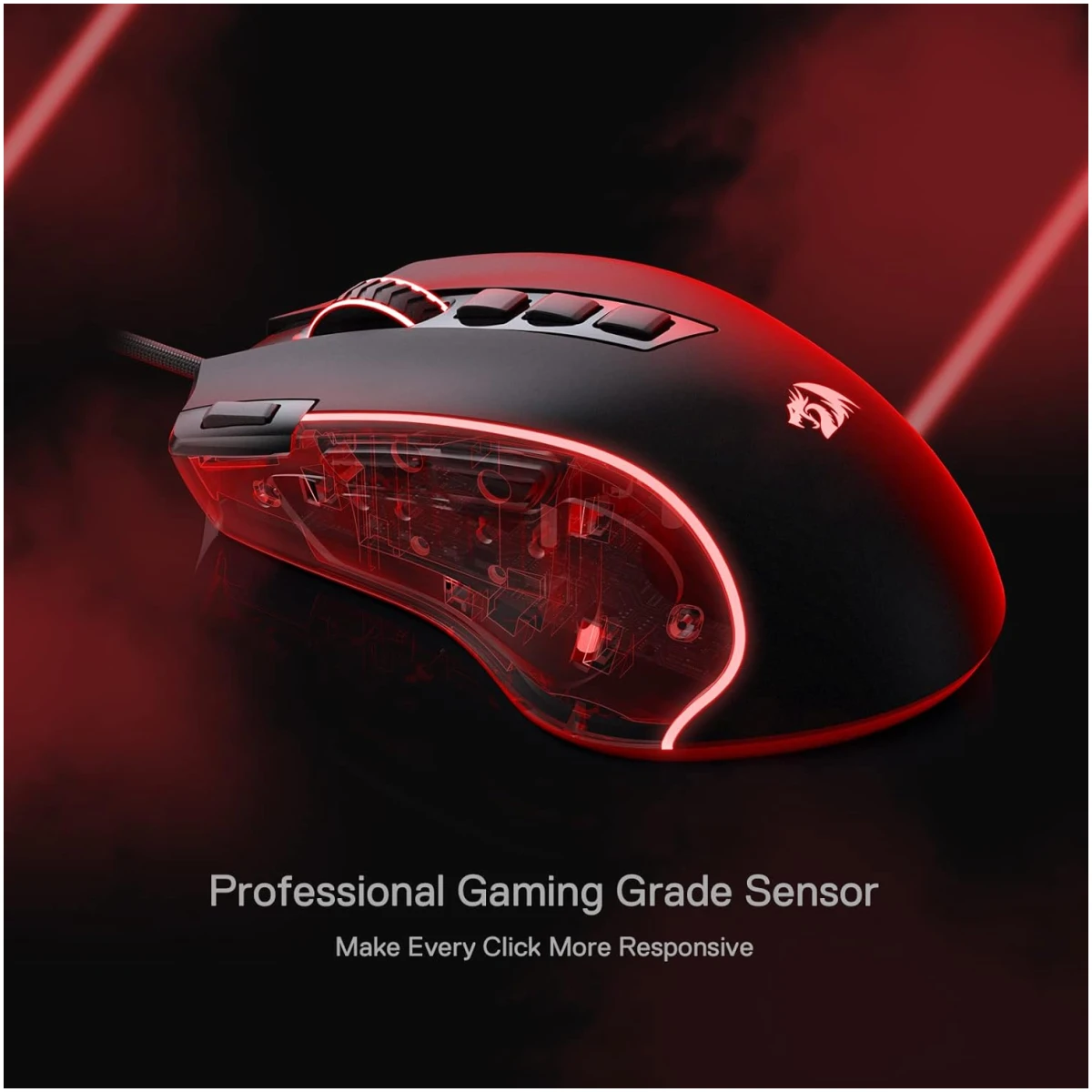 Redragon M612 Predator RGB Gaming Mouse, 8000 DPI Wired Optical Mouse with 11 Programmable Buttons & 5 Backlit Modes, Software Supports DIY Keybinds Rapid Fire Button