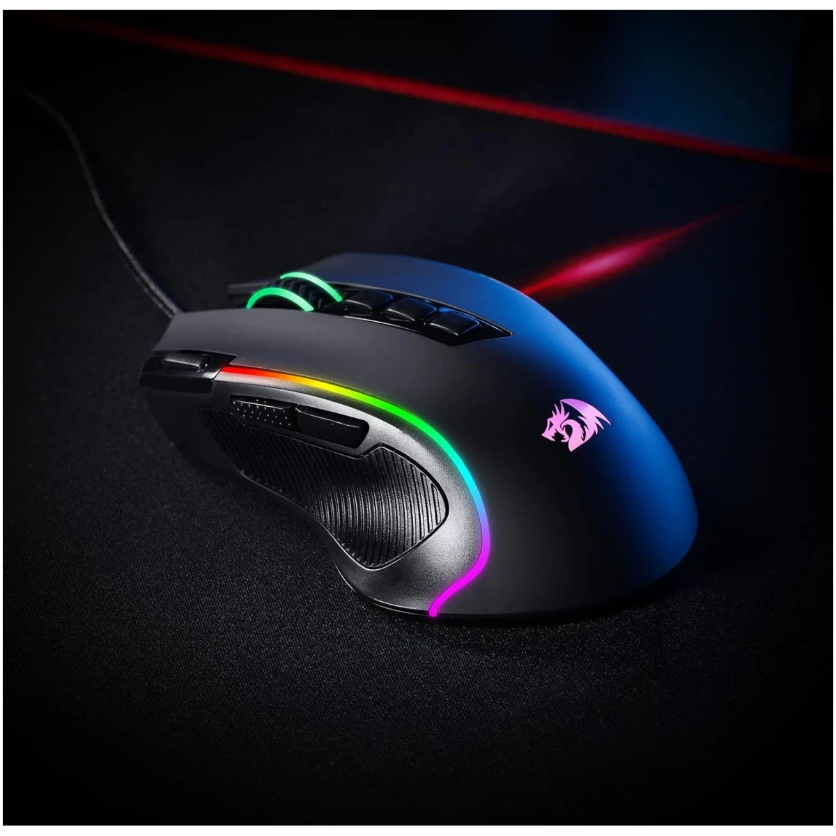 Redragon M612 Predator RGB Gaming Mouse, 8000 DPI Wired Optical Mouse with 11 Programmable Buttons & 5 Backlit Modes, Software Supports DIY Keybinds Rapid Fire Button