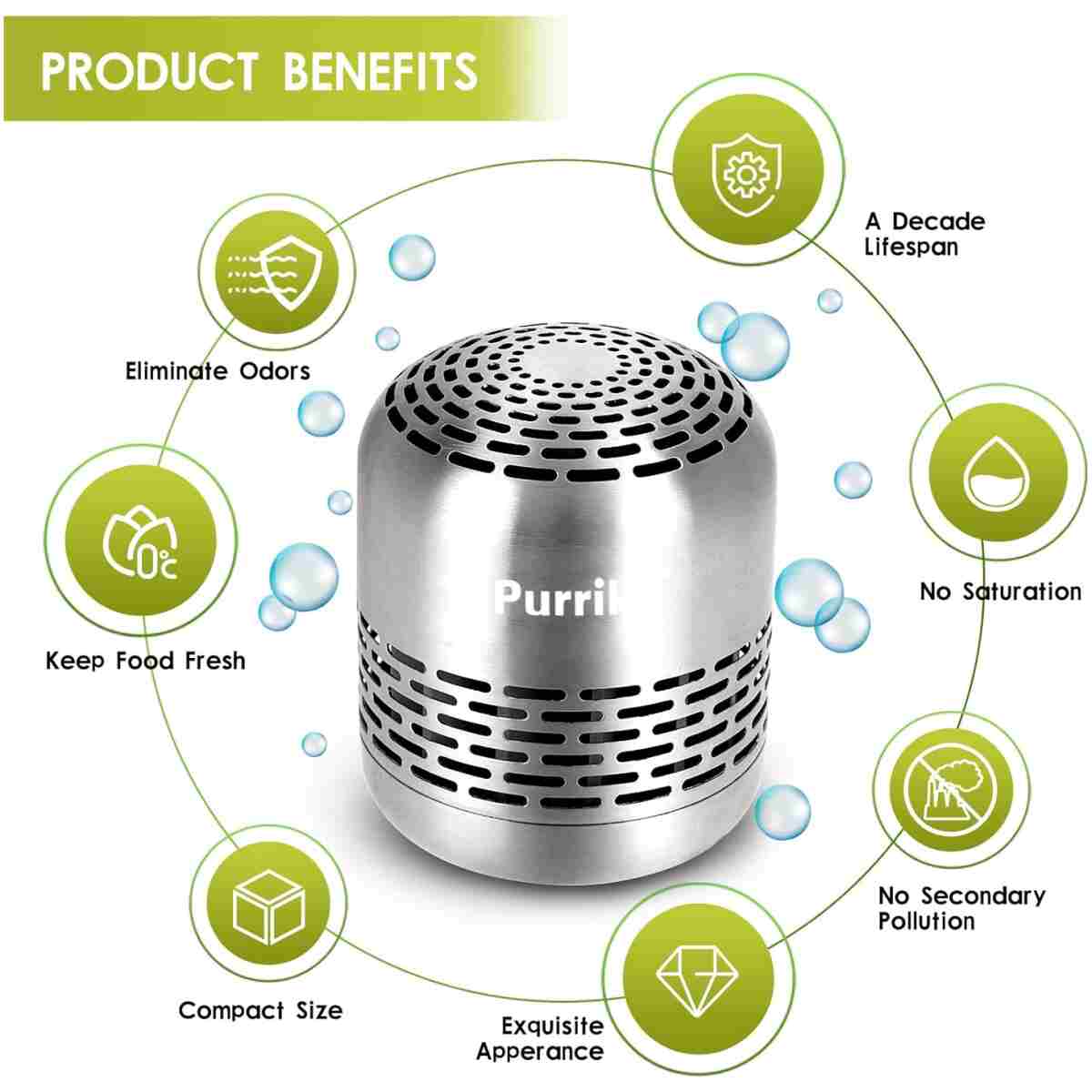 Refrigerator Deodorizer,Lasts for 10 Years,Refrigerator Odor Eliminator,Fridge Deodorizer,More Effective Than Baking Soda Bamboo Air Purifying Bags