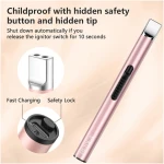 REIDEA Candle Lighter - Long USB Rechargeable Arc Windproof Flameless Lighter with Safety Switch for Home, Kitchen, BBQ, Camping, Stove