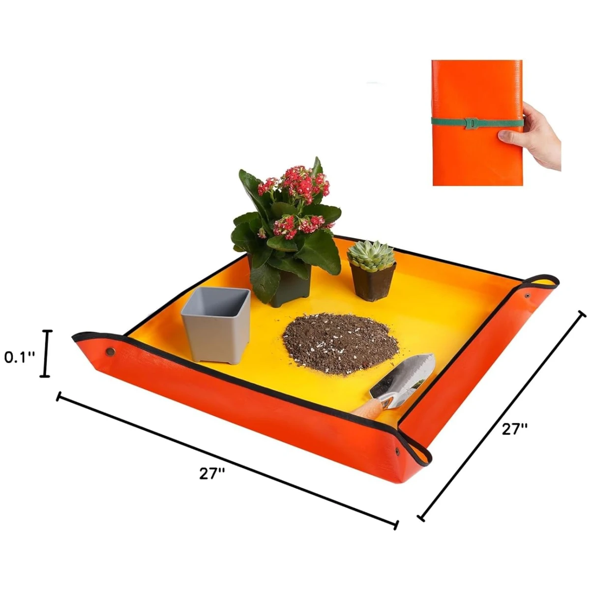Repotting Mat for Indoor Plant Transplanting and Potting Soil Mess Control Portable Succulent Planting Potting Tray Gardening Gifts for Women Men Plant Lover Gifts (Orange 27" x...