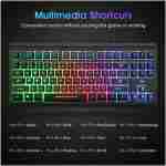 Rii Computer Keyboard, Wired USB Compact Keyboard with RGB Backlit,Silent Keystroke for Home Office,Working or Primer Gaming, Compatible with Laptop,PC,Windows,Mac