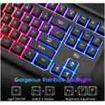 Rii Computer Keyboard, Wired USB Compact Keyboard with RGB Backlit,Silent Keystroke for Home Office,Working or Primer Gaming, Compatible with Laptop,PC,Windows,Mac