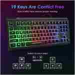 Rii Computer Keyboard, Wired USB Compact Keyboard with RGB Backlit,Silent Keystroke for Home Office,Working or Primer Gaming, Compatible with Laptop,PC,Windows,Mac