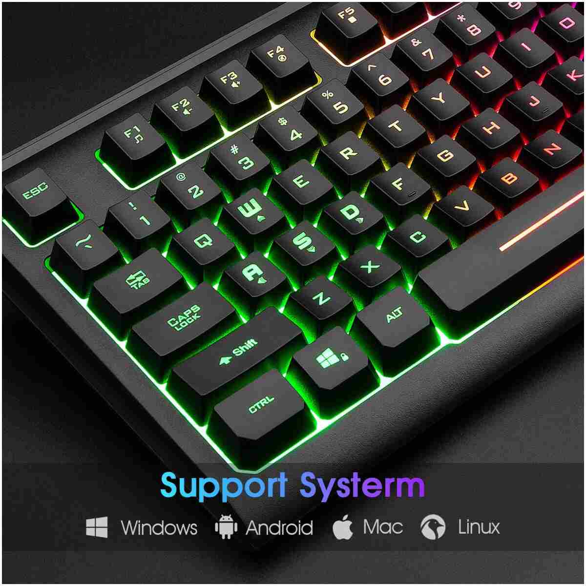 Rii Computer Keyboard, Wired USB Compact Keyboard with RGB Backlit,Silent Keystroke for Home Office,Working or Primer Gaming, Compatible with Laptop,PC,Windows,Mac