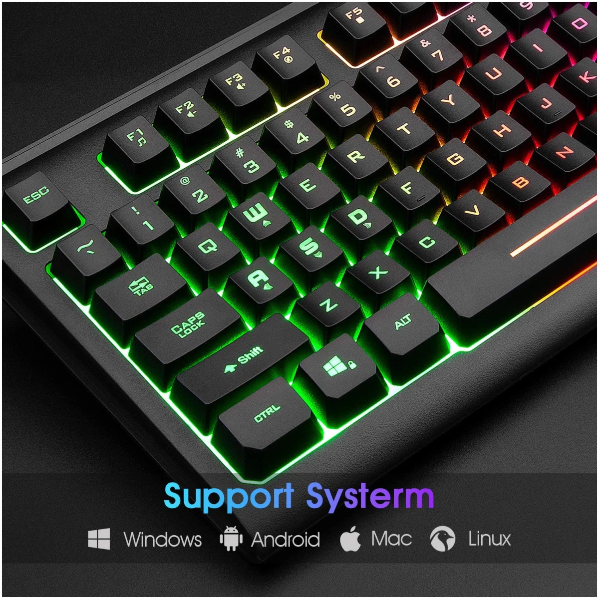 Rii Computer Keyboard, Wired USB Compact Keyboard with RGB Backlit,Silent Keystroke for Home Office,Working or Primer Gaming, Compatible with Laptop,PC,Windows,Mac