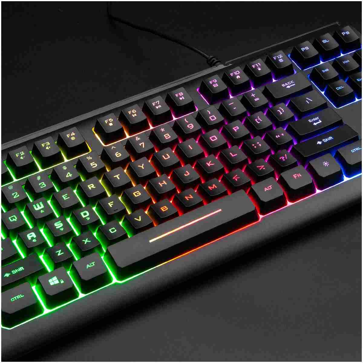 Rii Computer Keyboard, Wired USB Compact Keyboard with RGB Backlit,Silent Keystroke for Home Office,Working or Primer Gaming, Compatible with Laptop,PC,Windows,Mac
