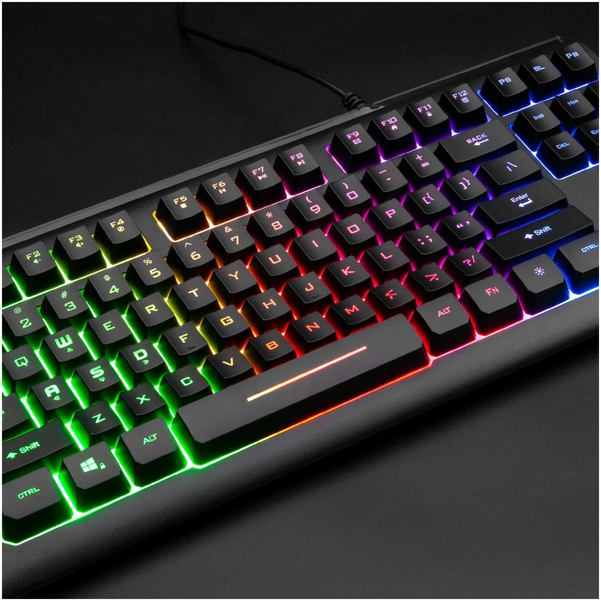 Rii Computer Keyboard, Wired USB Compact Keyboard with RGB Backlit,Silent Keystroke for Home Office,Working or Primer Gaming, Compatible with Laptop,PC,Windows,Mac