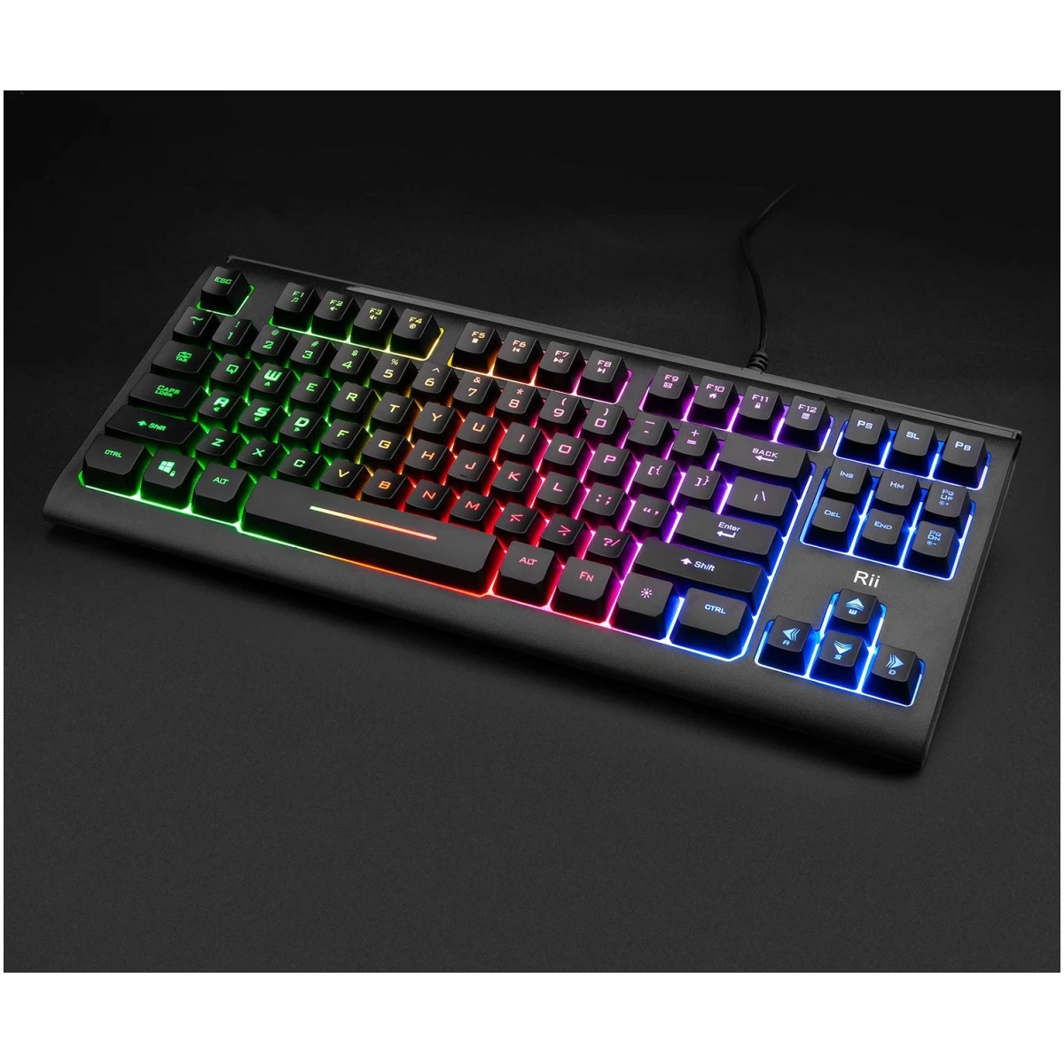 Rii Computer Keyboard, Wired USB Compact Keyboard with RGB Backlit,Silent Keystroke for Home Office,Working or Primer Gaming, Compatible with Laptop,PC,Windows,Mac