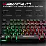 Rii RK100+ 多色彩虹 LED 背光大尺寸 USB 有线机械手感多媒体 PC 游戏键盘，适用于工作或入门游戏的办公键盘，办公设备