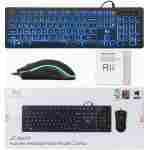 Rii Three Colors Backlit Keyboard and Mouse, Wired Keyboard and Mouse Combo, USB Keyboard and Mouse Set,Quiet Input Gaming Keyboard,Optical RGB Mouse for School,Office,Business...
