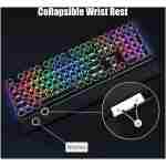 RK ROYAL KLUDGE S108 Typewriter Keyboard, Retro Mechanical Gaming Keyboard Wired 108 Keys with RGB Backlit Sidelight, Detachable Wrist Rest, Round Keycaps Blue Switches - Black