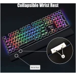 RK ROYAL KLUDGE S108 Typewriter Keyboard, Retro Mechanical Gaming Keyboard Wired 108 Keys with RGB Backlit Sidelight, Detachable Wrist Rest, Round Keycaps Blue Switches - Black