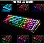 RK ROYAL KLUDGE S108 Typewriter Keyboard, Retro Mechanical Gaming Keyboard Wired 108 Keys with RGB Backlit Sidelight, Detachable Wrist Rest, Round Keycaps Blue Switches - Black