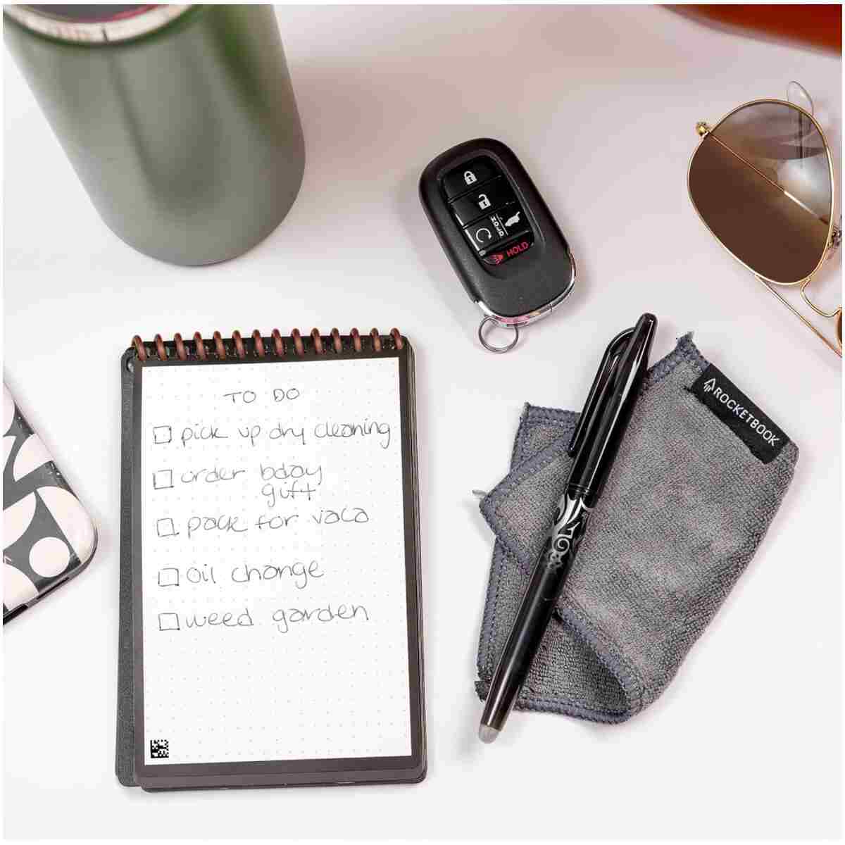 Rocketbook New Mini Reusable Smart Notepad, Pocket Size Notebook 3.5x5.5, Teal - Dotted Pages, App-Connected, Erasable, Ideal for On-The-Go List Taking & Quick Notes Anywhere