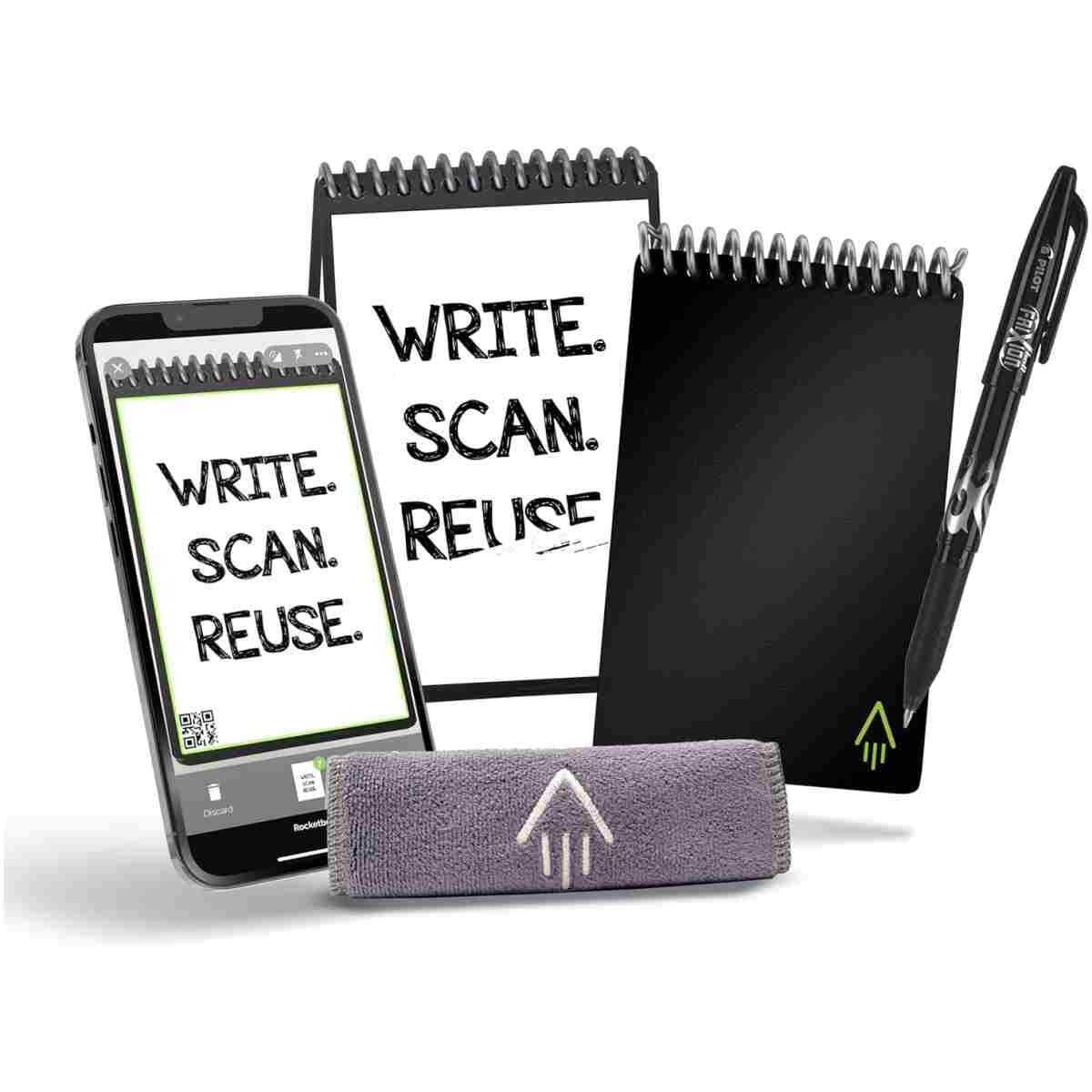 Rocketbook New Mini Reusable Smart Notepad, Pocket Size Notebook 3.5x5.5, Teal - Dotted Pages, App-Connected, Erasable, Ideal for On-The-Go List Taking & Quick Notes Anywhere