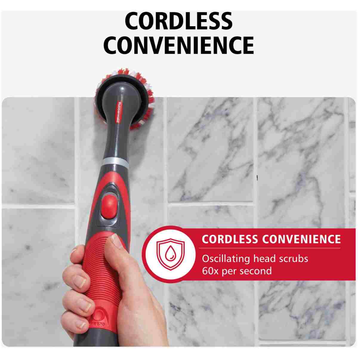 Rubbermaid Reveal Power Scrubber 18-Piece Kit, Cordless Electric Battery Powered Scrub Brush, Water Resistant, for Home/Kitchen/Bathroom/Grout/Tile/Shower/Tub