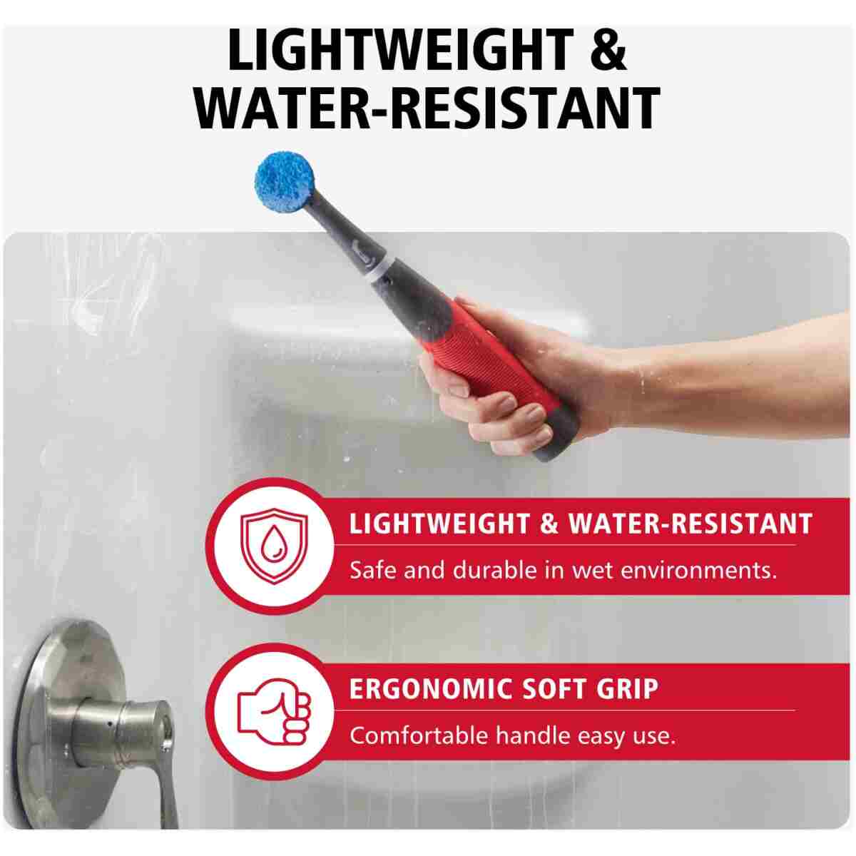 Rubbermaid Reveal Power Scrubber 18-Piece Kit, Cordless Electric Battery Powered Scrub Brush, Water Resistant, for Home/Kitchen/Bathroom/Grout/Tile/Shower/Tub
