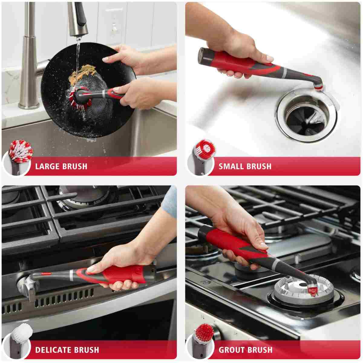 Rubbermaid Reveal Power Scrubber 18-Piece Kit, Cordless Electric Battery Powered Scrub Brush, Water Resistant, for Home/Kitchen/Bathroom/Grout/Tile/Shower/Tub