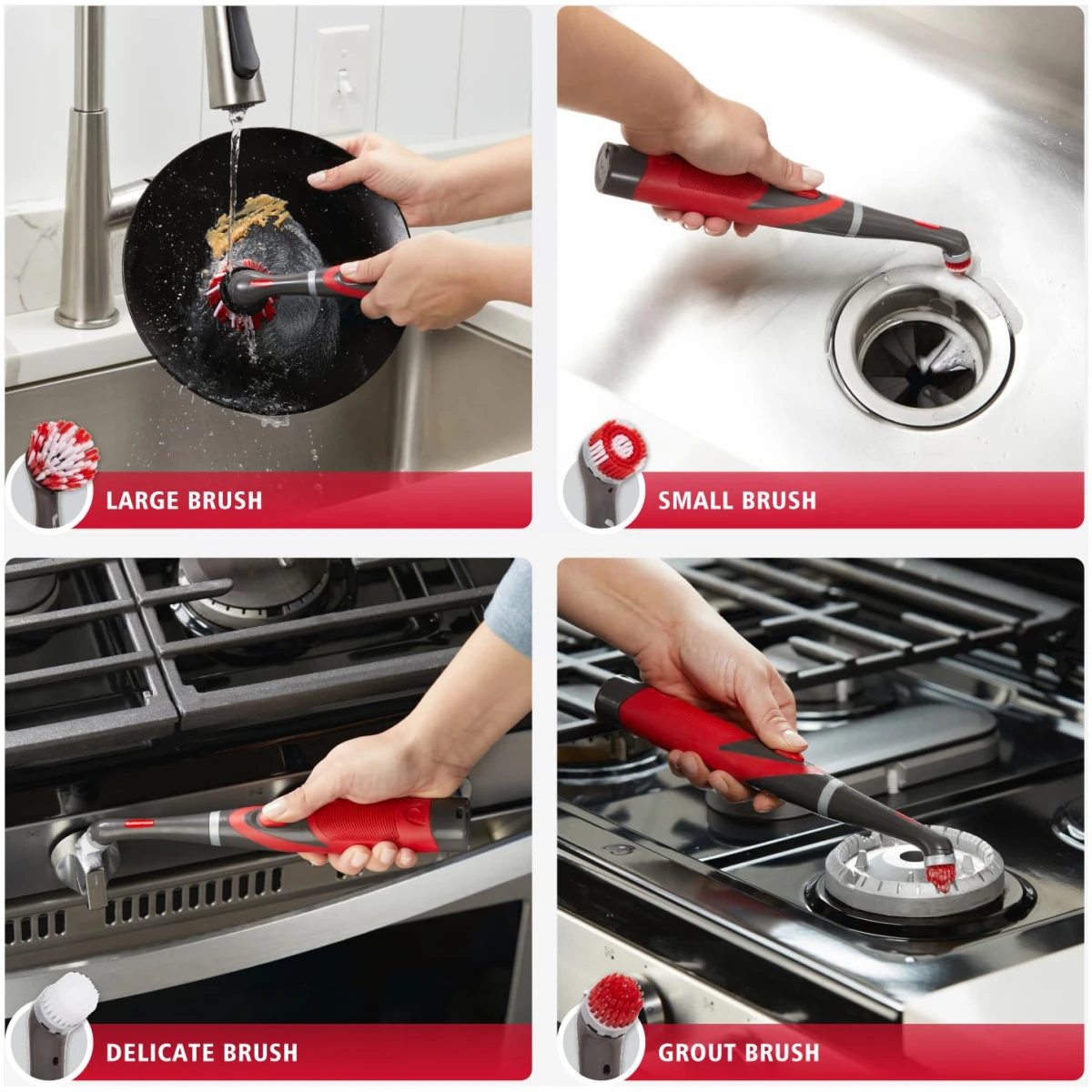 Rubbermaid Reveal Power Scrubber 18-Piece Kit, Cordless Electric Battery Powered Scrub Brush, Water Resistant, for Home/Kitchen/Bathroom/Grout/Tile/Shower/Tub