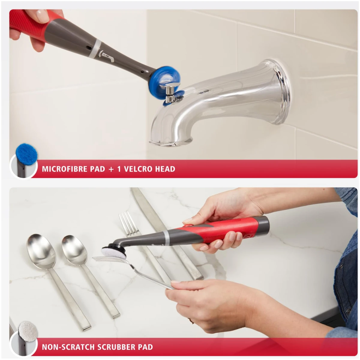 Rubbermaid Reveal Power Scrubber 18-Piece Kit, Cordless Electric Battery Powered Scrub Brush, Water Resistant, for Home/Kitchen/Bathroom/Grout/Tile/Shower/Tub