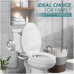 SAMODRA Bidet Attachment, Non-Electric Cold Water Bidet Toilet Seat Attachment with Pressure Controls, Retractable Self-Cleaning Dual Nozzles for Frontal & Rear Wash - Black