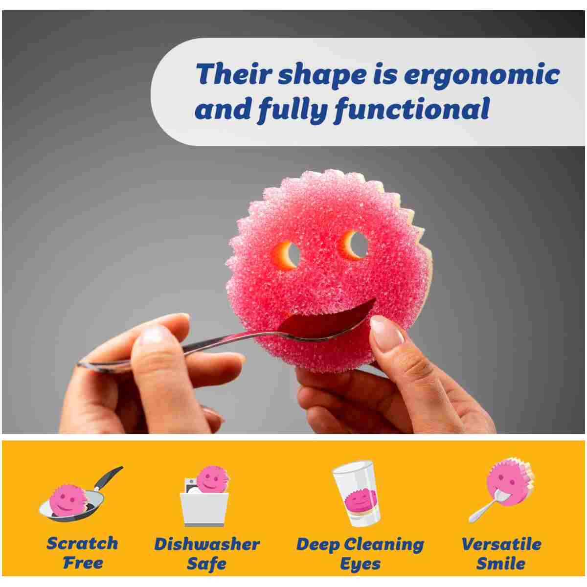 Scrub Daddy Scrub Mommy Sponges - Dish Scrubber + Non-Scratch Cleaning Sponges Kitchen, Bathroom + Multi-Surface Safe - Dual-Sided Dish Sponges for Scrubbing - Online Exclusive...
