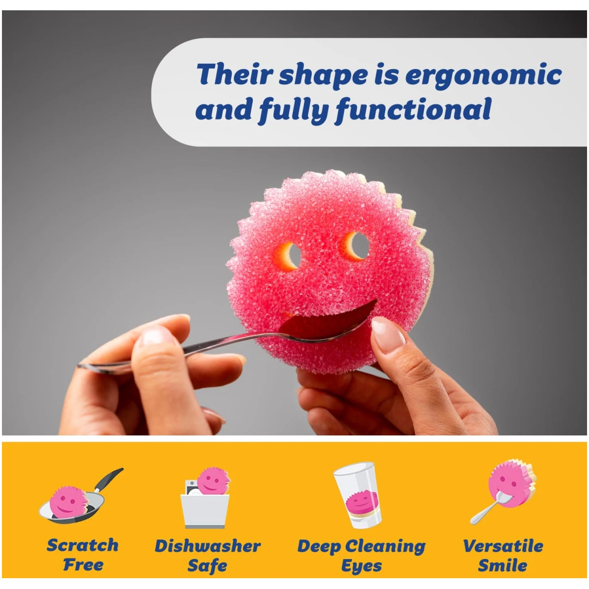 Scrub Daddy Scrub Mommy Sponges - Dish Scrubber + Non-Scratch Cleaning Sponges Kitchen, Bathroom + Multi-Surface Safe - Dual-Sided Dish Sponges for Scrubbing - Online Exclusive...