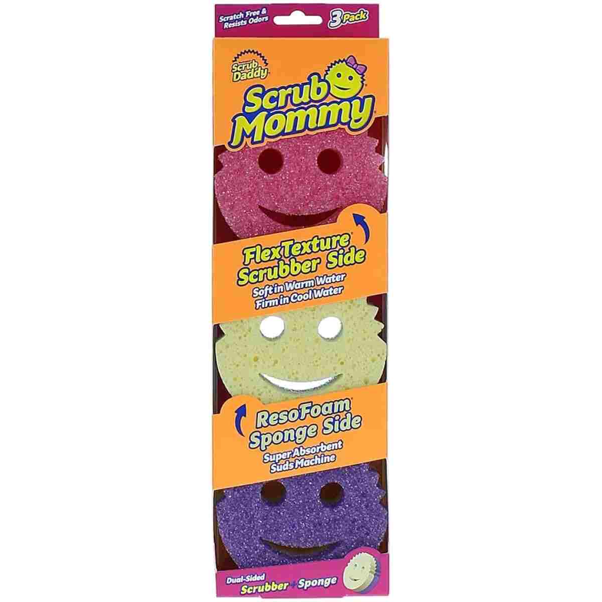 Scrub Daddy Scrub Mommy Sponges - Dish Scrubber + Non-Scratch Cleaning Sponges Kitchen, Bathroom + Multi-Surface Safe - Dual-Sided Dish Sponges for Scrubbing - Online Exclusive...