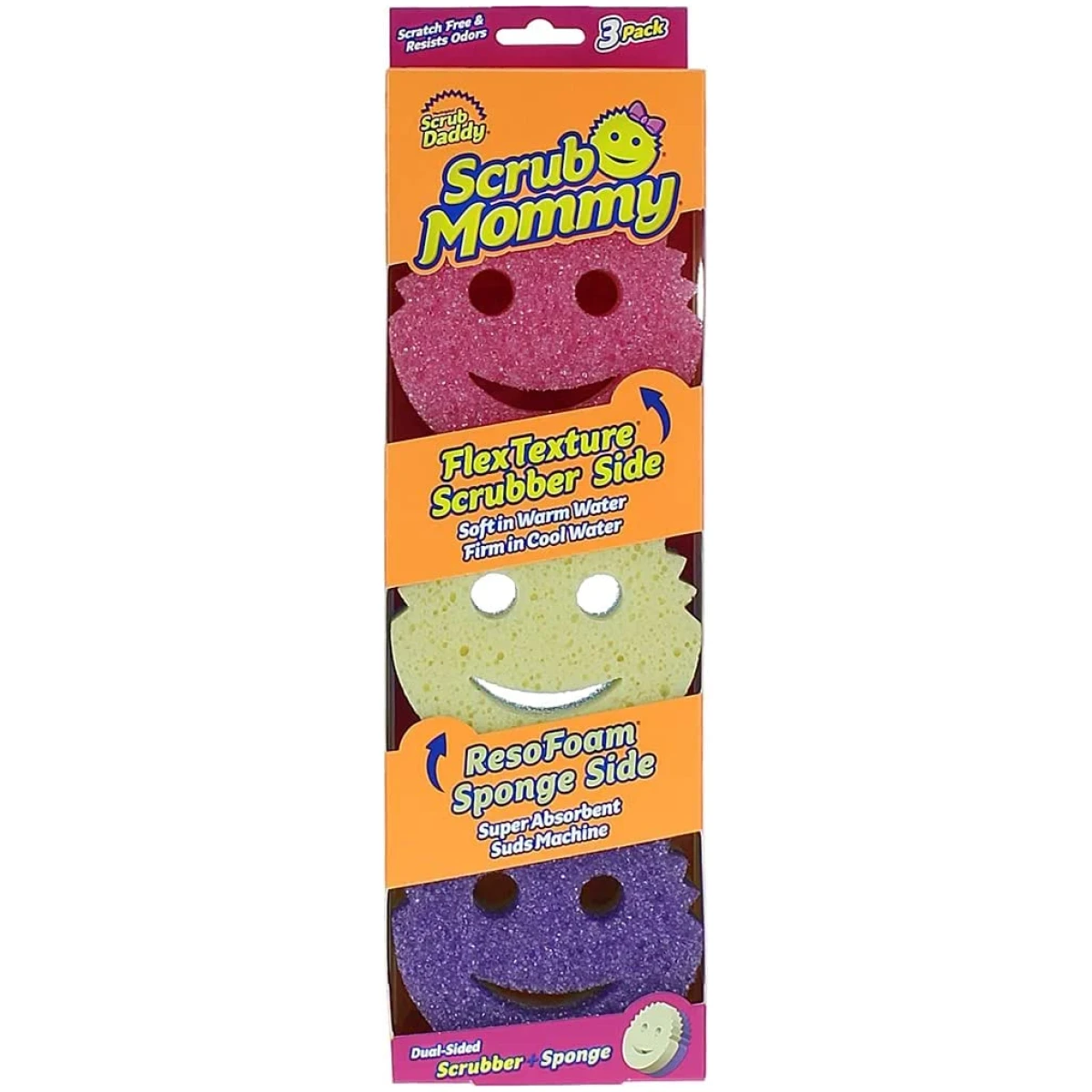 Scrub Daddy Scrub Mommy Sponges - Dish Scrubber + Non-Scratch Cleaning Sponges Kitchen, Bathroom + Multi-Surface Safe - Dual-Sided Dish Sponges for Scrubbing - Online Exclusive...