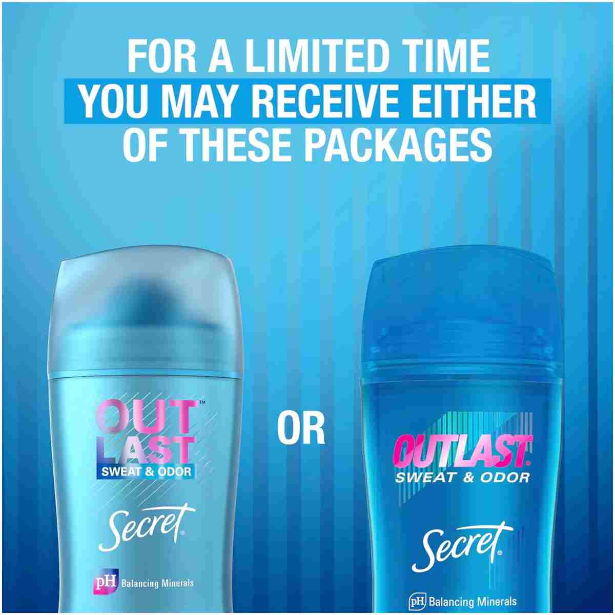 Secret Outlast Antiperspirant Deodorant for Women, 72hr Sweat & Odor Protection, PH Balancing Minerals, Invisible Solid, Completely Clean Scent, Travel Size, 0.5 oz