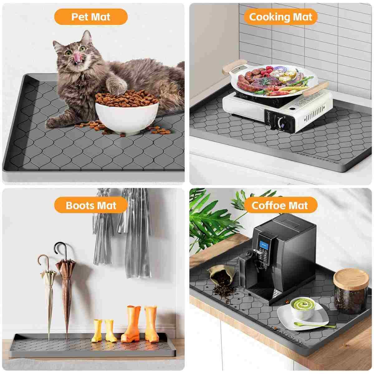 Silicone Under Sink Mat 34" x 22", Kitchen Essentials and Gadgets, Shelf Liner and Cabinet Protector, Home Organizers and Storage, Waterproof Bathroom Tray