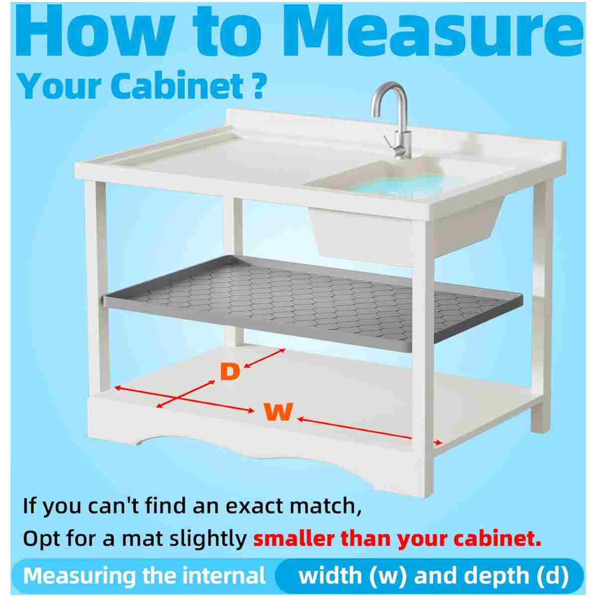 Silicone Under Sink Mat 34" x 22", Kitchen Essentials and Gadgets, Shelf Liner and Cabinet Protector, Home Organizers and Storage, Waterproof Bathroom Tray