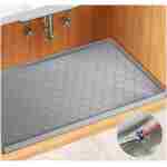 Silicone Under Sink Mat 34" x 22", Kitchen Essentials and Gadgets, Shelf Liner and Cabinet Protector, Home Organizers and Storage, Waterproof Bathroom Tray