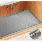 Silicone Under Sink Mat 34" x 22", Kitchen Essentials and Gadgets, Shelf Liner and Cabinet Protector, Home Organizers and Storage, Waterproof Bathroom Tray