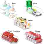 Simple Houseware Soda Can Organizer for Pantry / Refrigerator, Clear, Set of 2