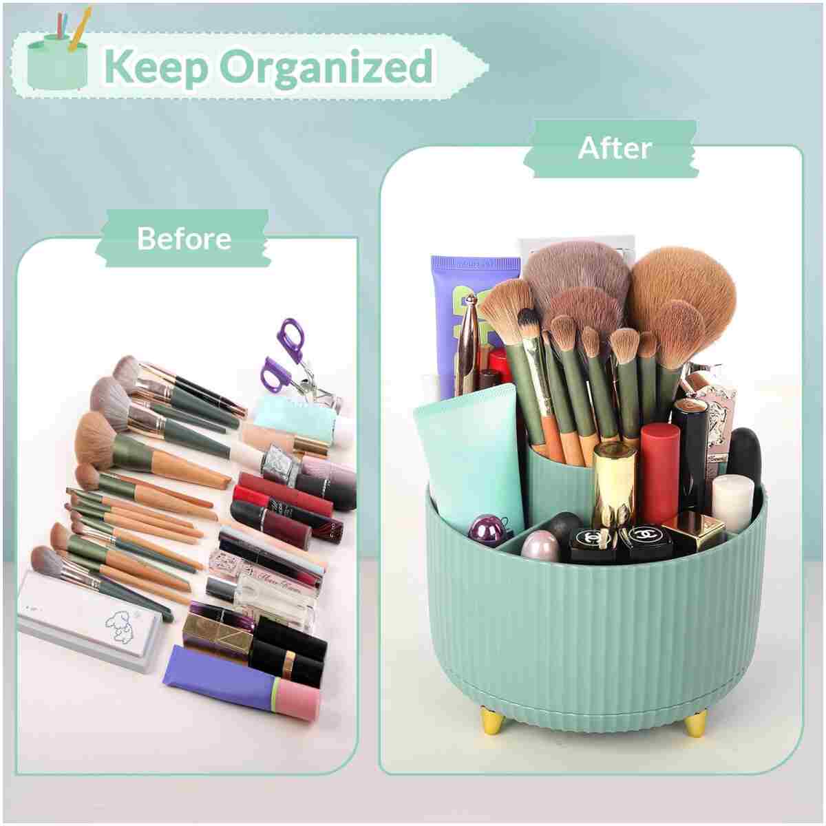 SKYDUE 360 Degree Rotating Desk Organizer, Dual-Purpose Pencil Pen Holder for Desktop, Rotating Desk Pen Organizer with 5 Slots, Pencil Cup for School, Home, Office Supplies...