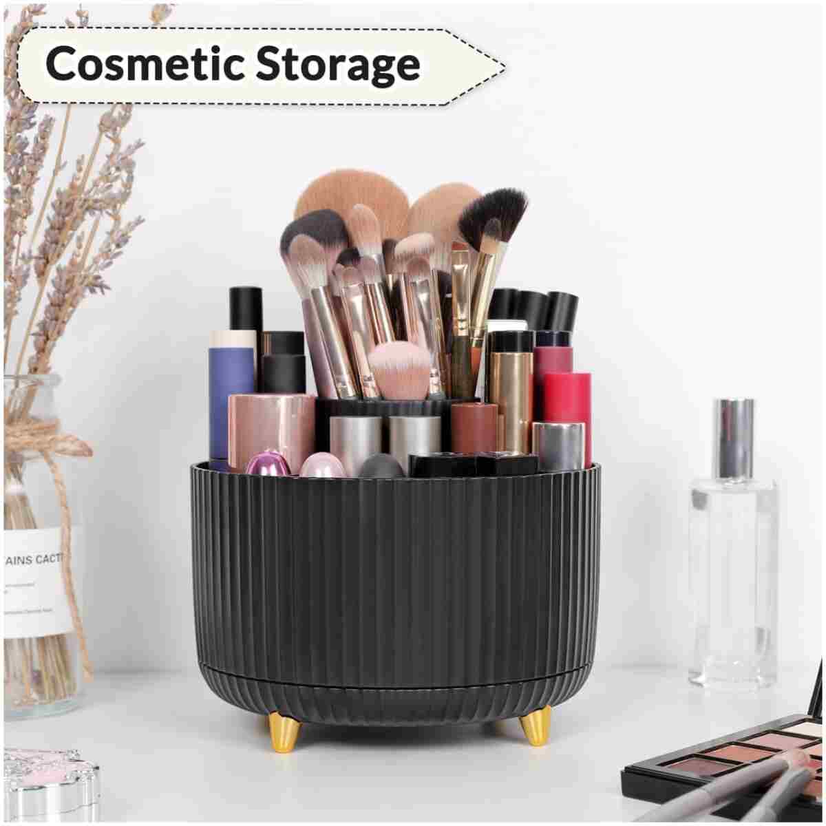 SKYDUE 360 Degree Rotating Desk Organizer, Dual-Purpose Pencil Pen Holder for Desktop, Rotating Desk Pen Organizer with 5 Slots, Office Supplies, Pencil Cup for Office, School,...