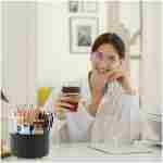 SKYDUE 360 Degree Rotating Desk Organizer, Dual-Purpose Pencil Pen Holder for Desktop, Rotating Desk Pen Organizer with 5 Slots, Office Supplies, Pencil Cup for Office, School,...