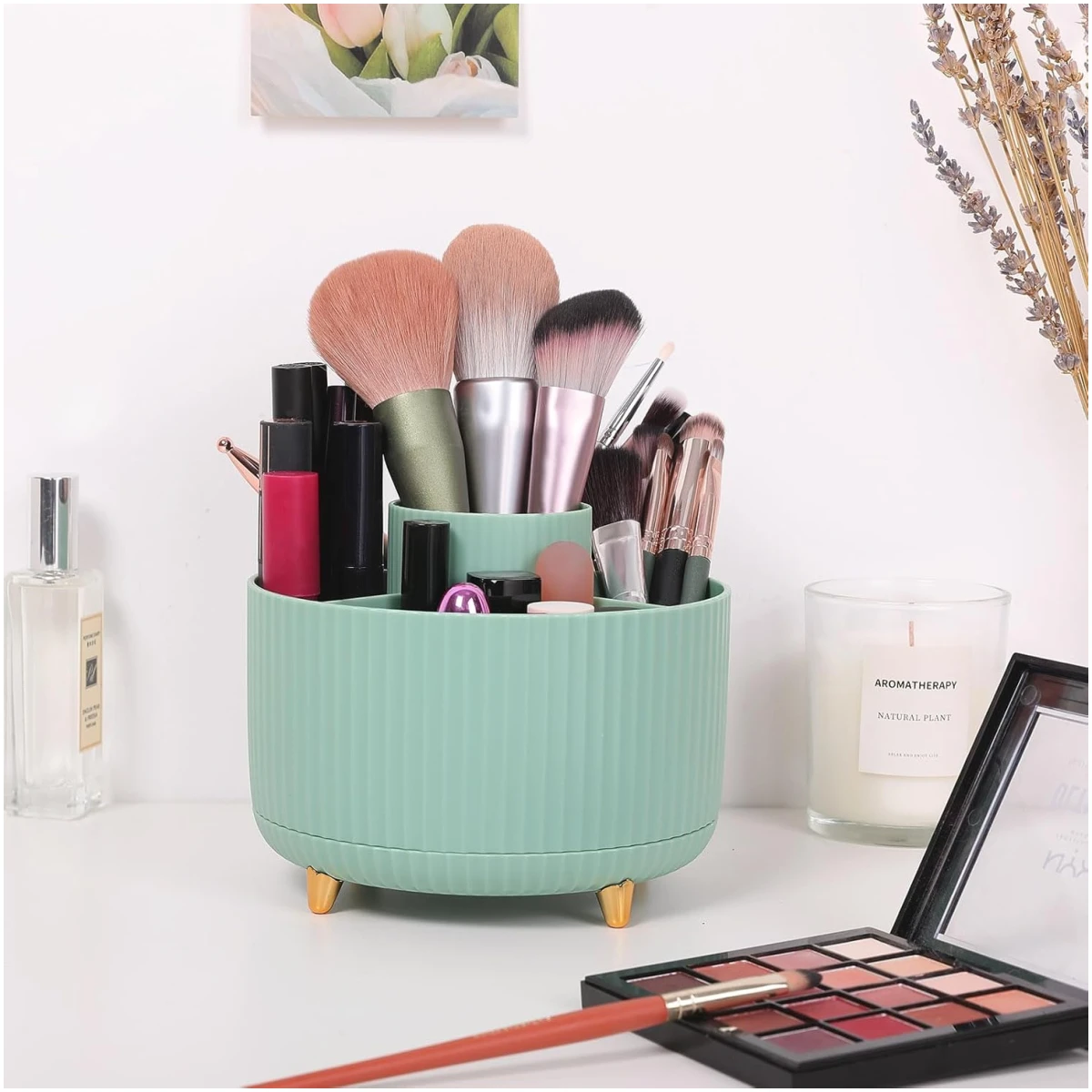 SKYDUE 360 Degree Rotating Desk Organizer, Dual-Purpose Pencil Pen Holder for Desktop, Rotating Desk Pen Organizer with 5 Slots, Pencil Cup for School, Home, Office Supplies...