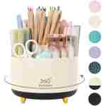 SKYDUE 360 Degree Rotating Desk Organizer, Dual-Purpose Pencil Pen Holder for Desktop, Rotating Desk Pen Organizer with 5 Slots, Pencil Cup for School, Home, Office Supplies...