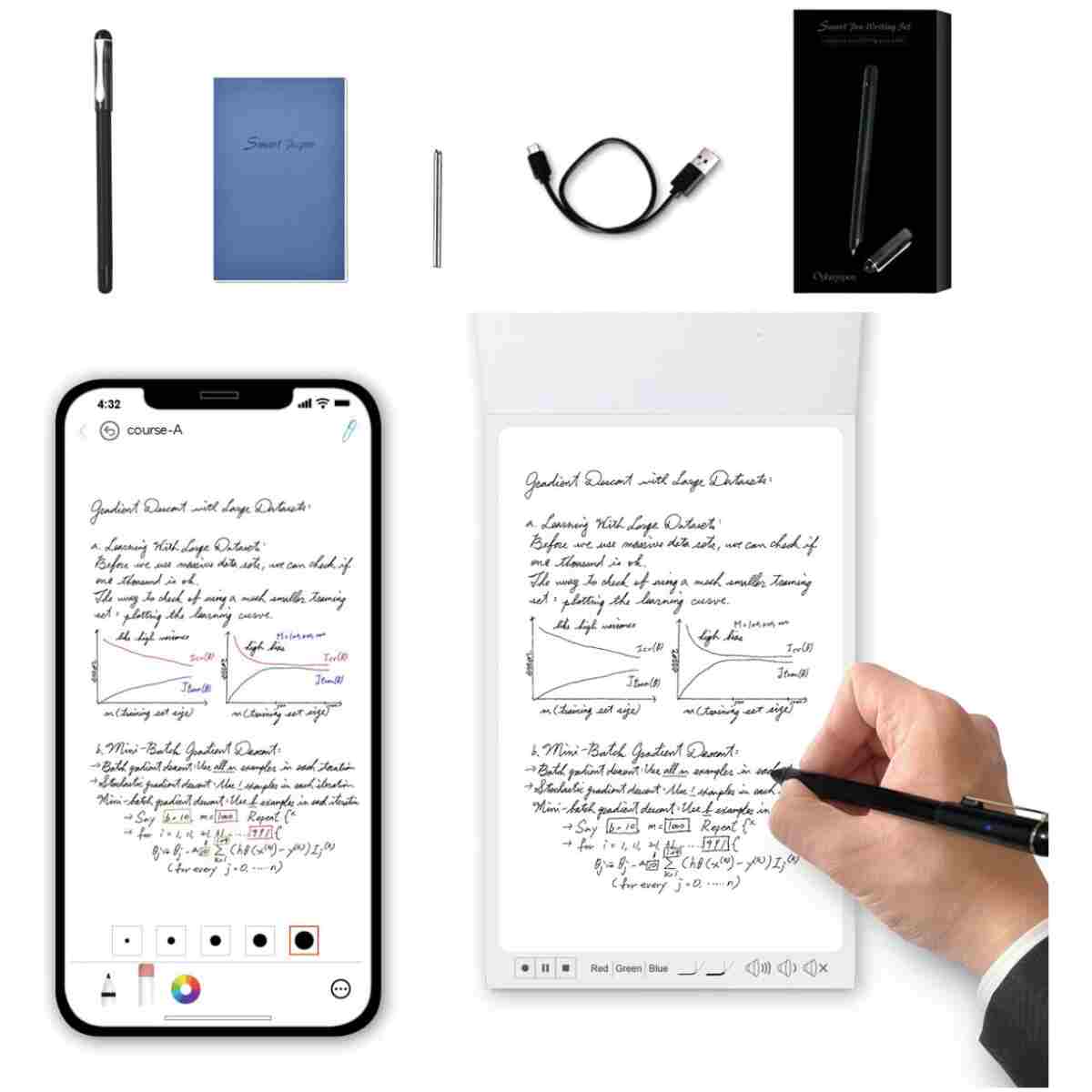 Smart Pen+Small Notepad, Digital Pen Real-time Sync for Digitizing, Storing, and Sharing Notes, Ideal Smart Pen for Note Taking, Drawing, Classroom, Offices, Compatible with...