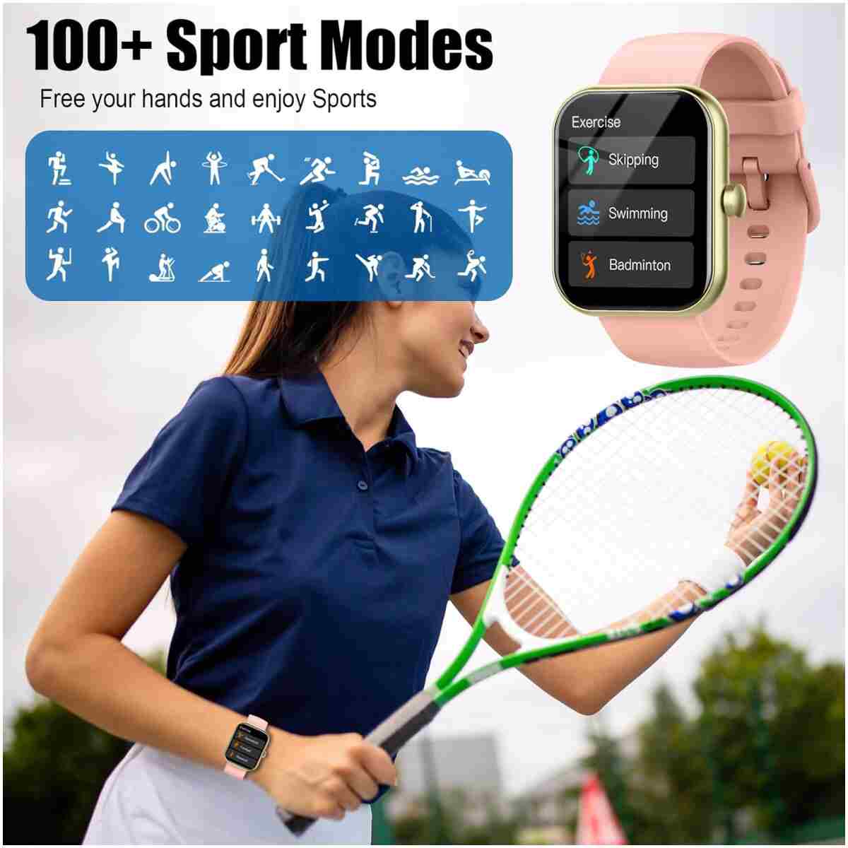 Smart Watch for Women Men, 1.96" Fitness Tracker Running Watch (Answer/Make Call), IP68 Waterproof, Pedometer, Sleep/Step/Activity/Heart Rate Monitor, 110+ Sport Modes...