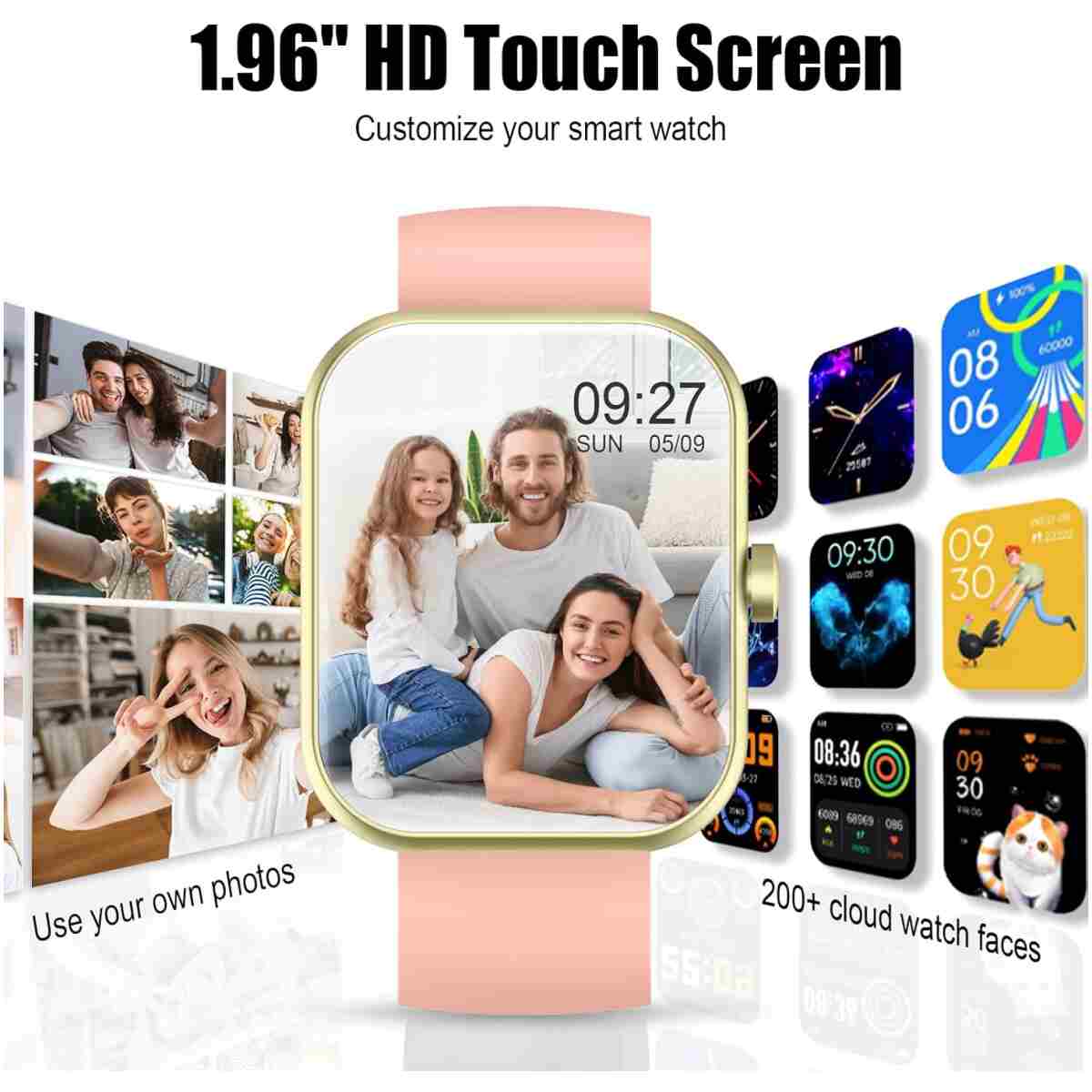 Smart Watch for Women Men, 1.96" Fitness Tracker Running Watch (Answer/Make Call), IP68 Waterproof, Pedometer, Sleep/Step/Activity/Heart Rate Monitor, 110+ Sport Modes...