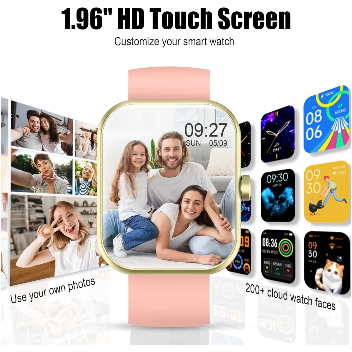 Smart Watch for Women Men, 1.96" Fitness Tracker Running Watch (Answer/Make Call), IP68 Waterproof, Pedometer, Sleep/Step/Activity/Heart Rate Monitor, 110+ Sport Modes...